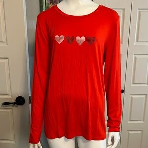 NWT Medium Red Hearts Pajama Top #860 LOFT